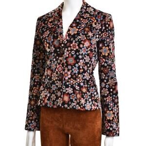 Dolce & Gabbana Vintage Floral Velvet Blazer Jacket‎ Corduroy Jacket Sz 32/46